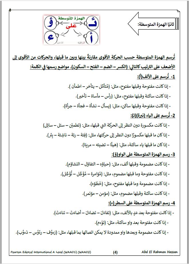 Edexcel A.L Arabic (WAA01) العراب) Study Notes With Past Paper Abd elrahmam hassan