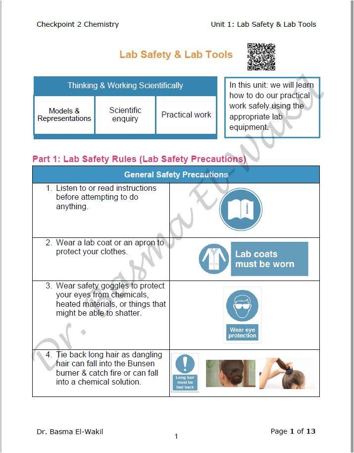 Cambridge Checkpoint 2 Year 8 Science (0893) Notes Chemistry Basma El-Wakil (Science Vision)