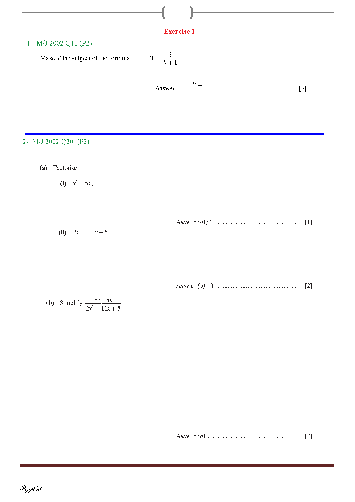Cambridge General Math , Practice Book - Notes - Dr. Rashid Jebreel ( 2025 )