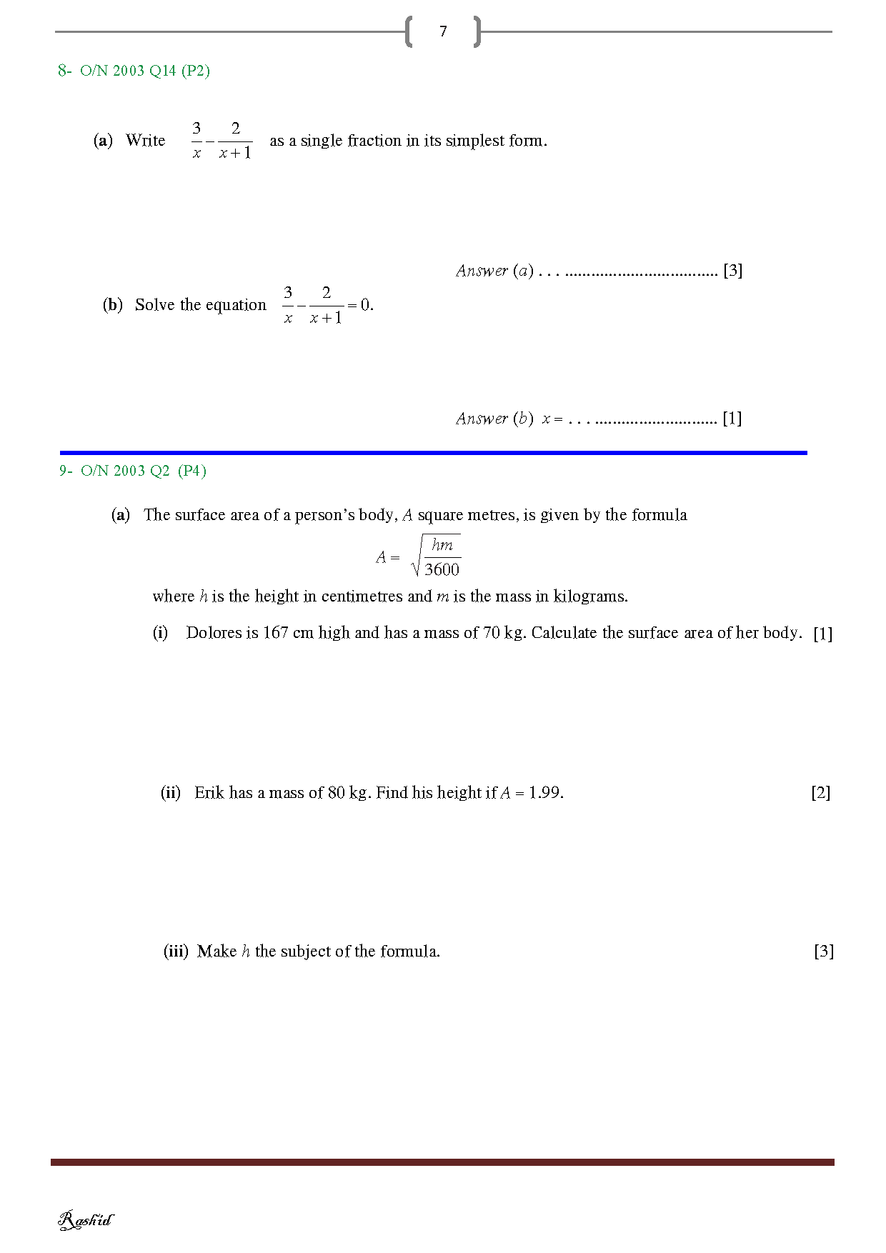 Cambridge General Math , Practice Book - Notes - Dr. Rashid Jebreel ( 2025 )