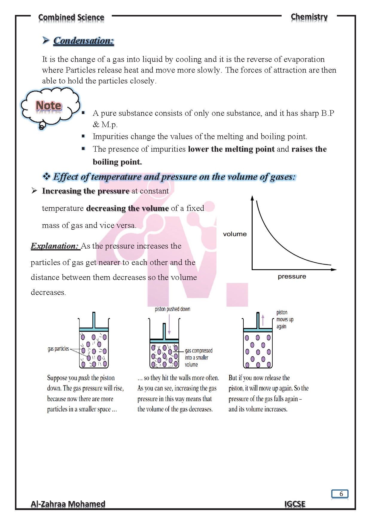 Cambridge O.L Combined Science CHEMISTRY (0653) Study Notes Dr. Al-Zahraa Mohamed 2026