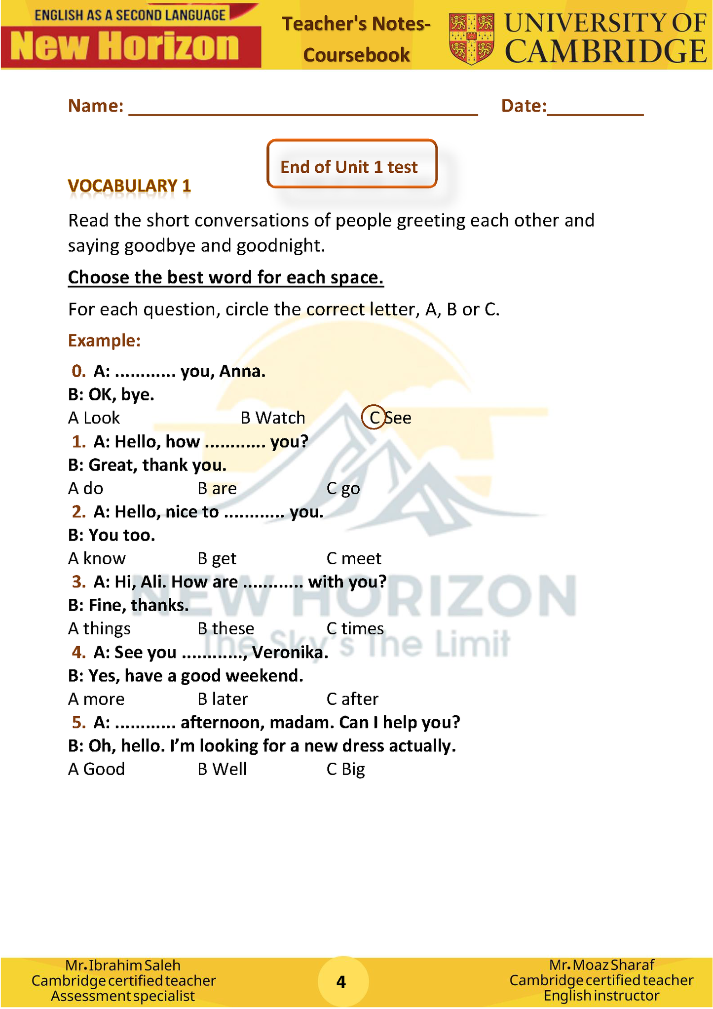 New Horizon Cambridge Primary (Y8) English as a Second Language (0876) Package (Notes-Classified-Past Papers)