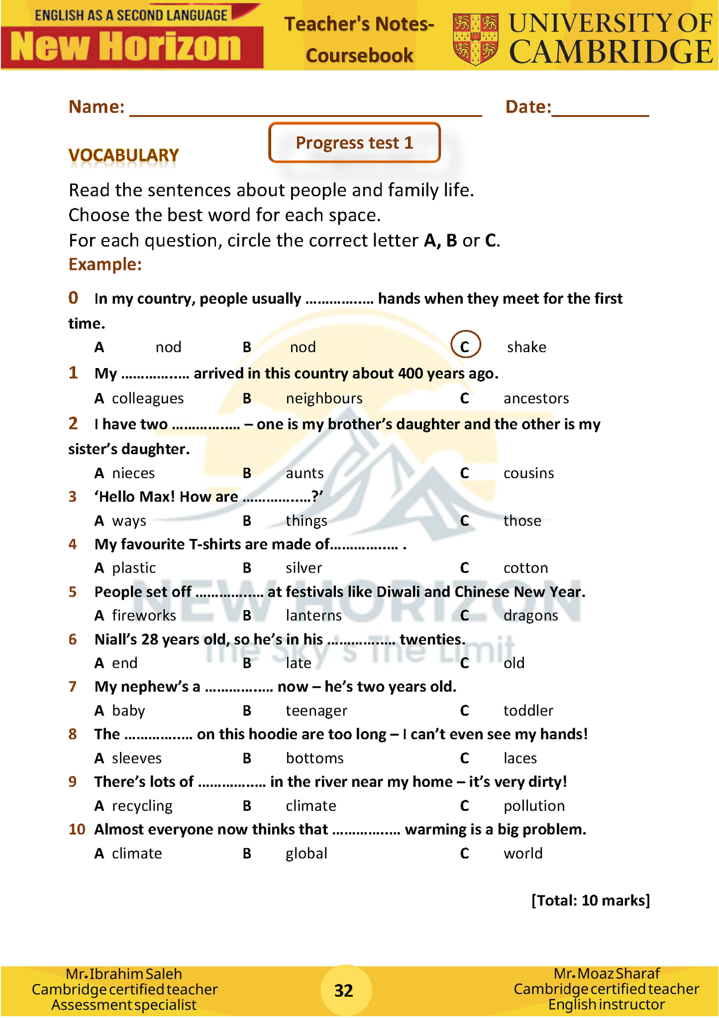 New Horizon Cambridge Primary (Y8) English as a Second Language (0876) Package (Notes-Classified-Past Papers)