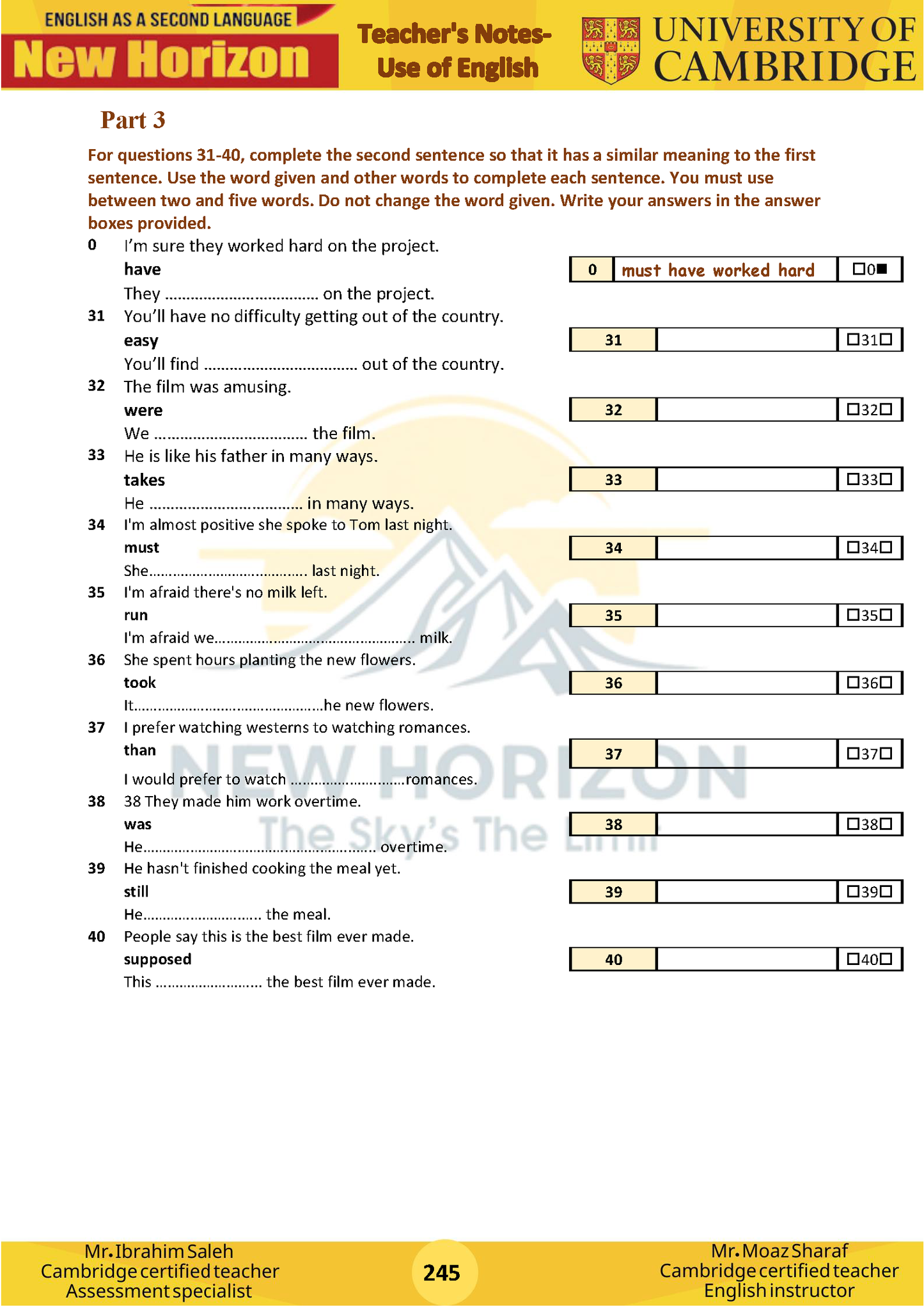 New Horizon Cambridge Primary (Y8) English as a Second Language (0876) Package (Notes-Classified-Past Papers)