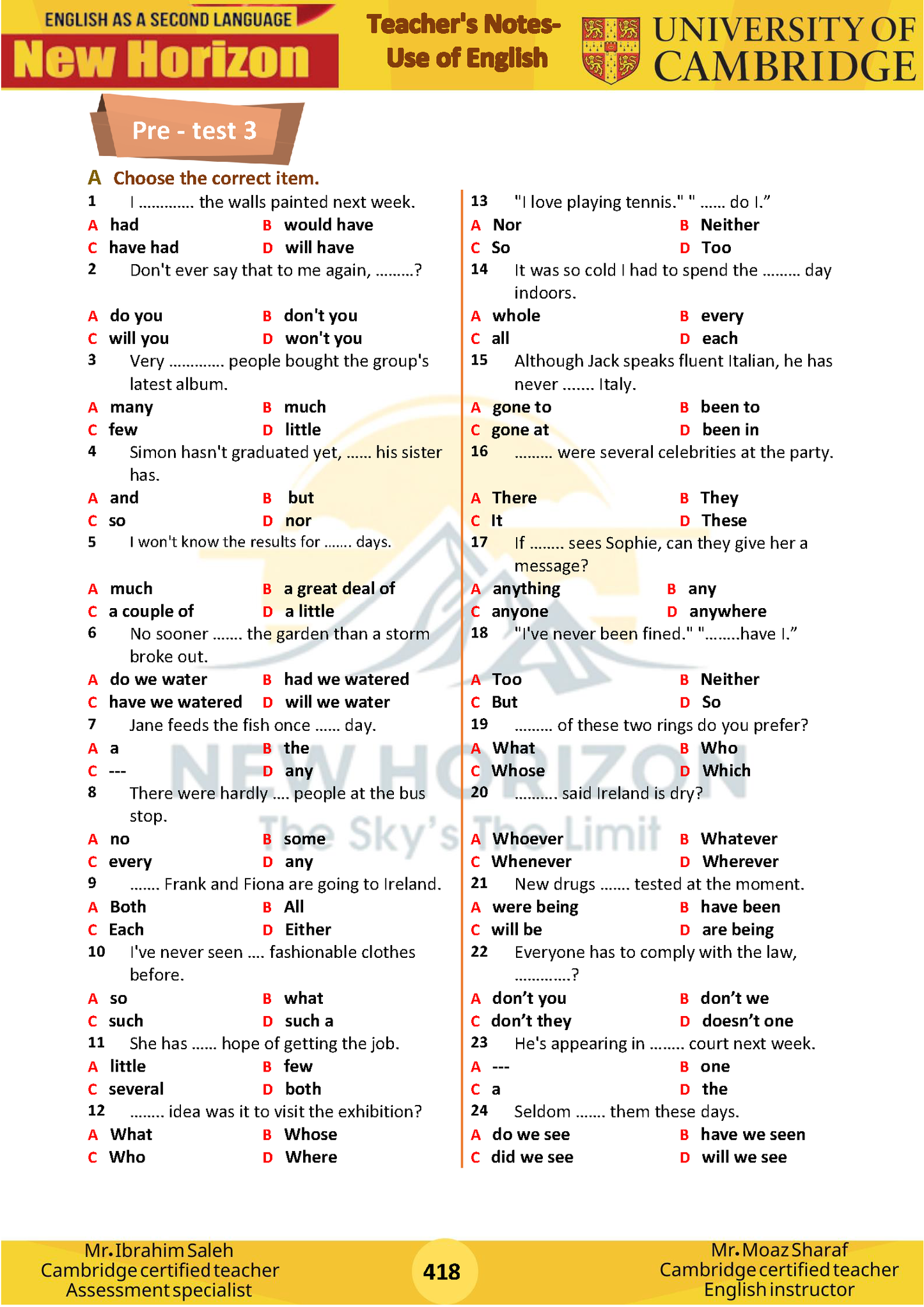 New Horizon Cambridge Primary (Y8) English as a Second Language (0876) Package (Notes-Classified-Past Papers)
