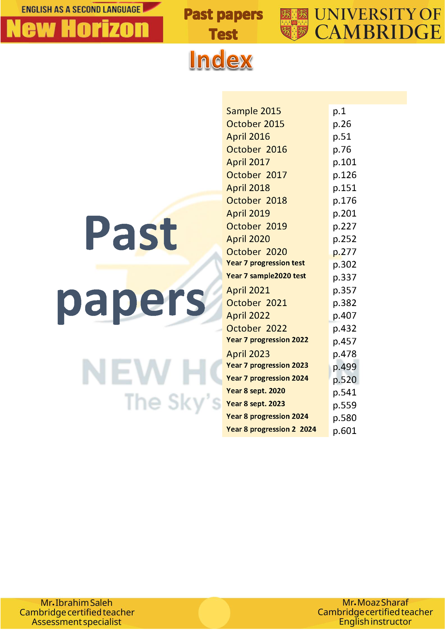 New Horizon Cambridge Primary (Y8) English as a Second Language (0876) Package (Notes-Classified-Past Papers)