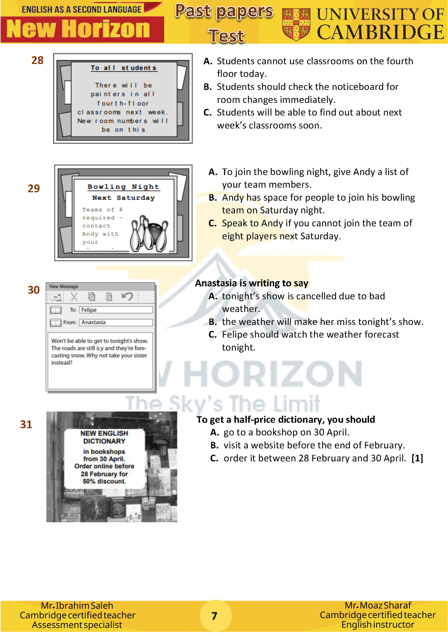 New Horizon Cambridge Primary (Y8) English as a Second Language (0876) Package (Notes-Classified-Past Papers)