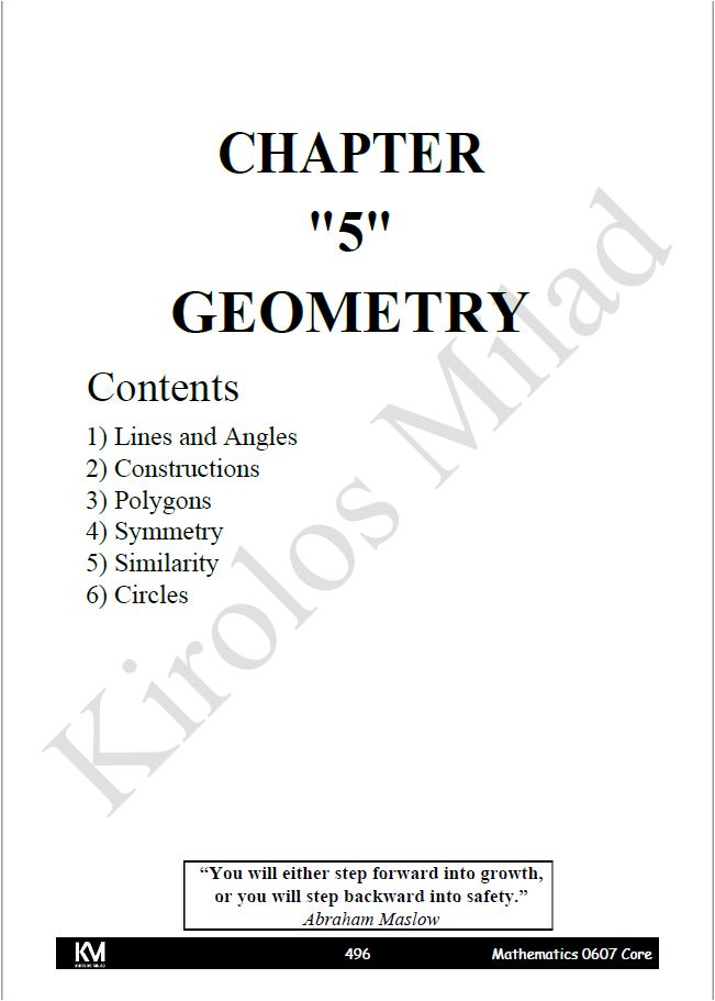 Cambridge Pre-IG Math (0580/0980) Classified Paper: 1,3 With M.S Kirolos Milad