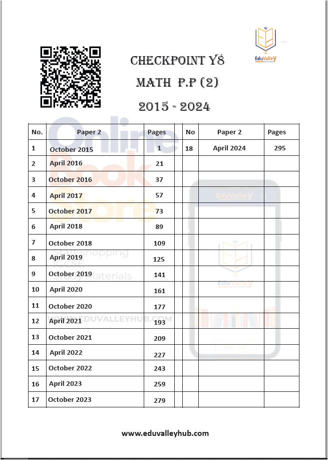Cambridge Checkpoint 2 Year 8 Maths (0862) Past Paper From 2015-2025 With QR Mark Scheme