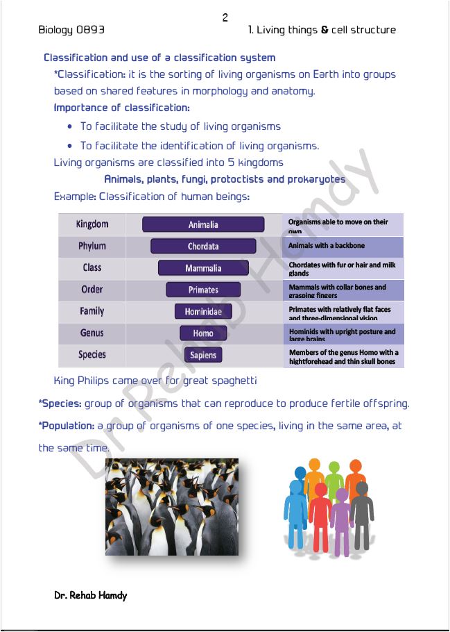 Cambridge Checkpoint 2 Year 8 Science (0893) Notes Biology Rehab Hamdy ( Science Gems)