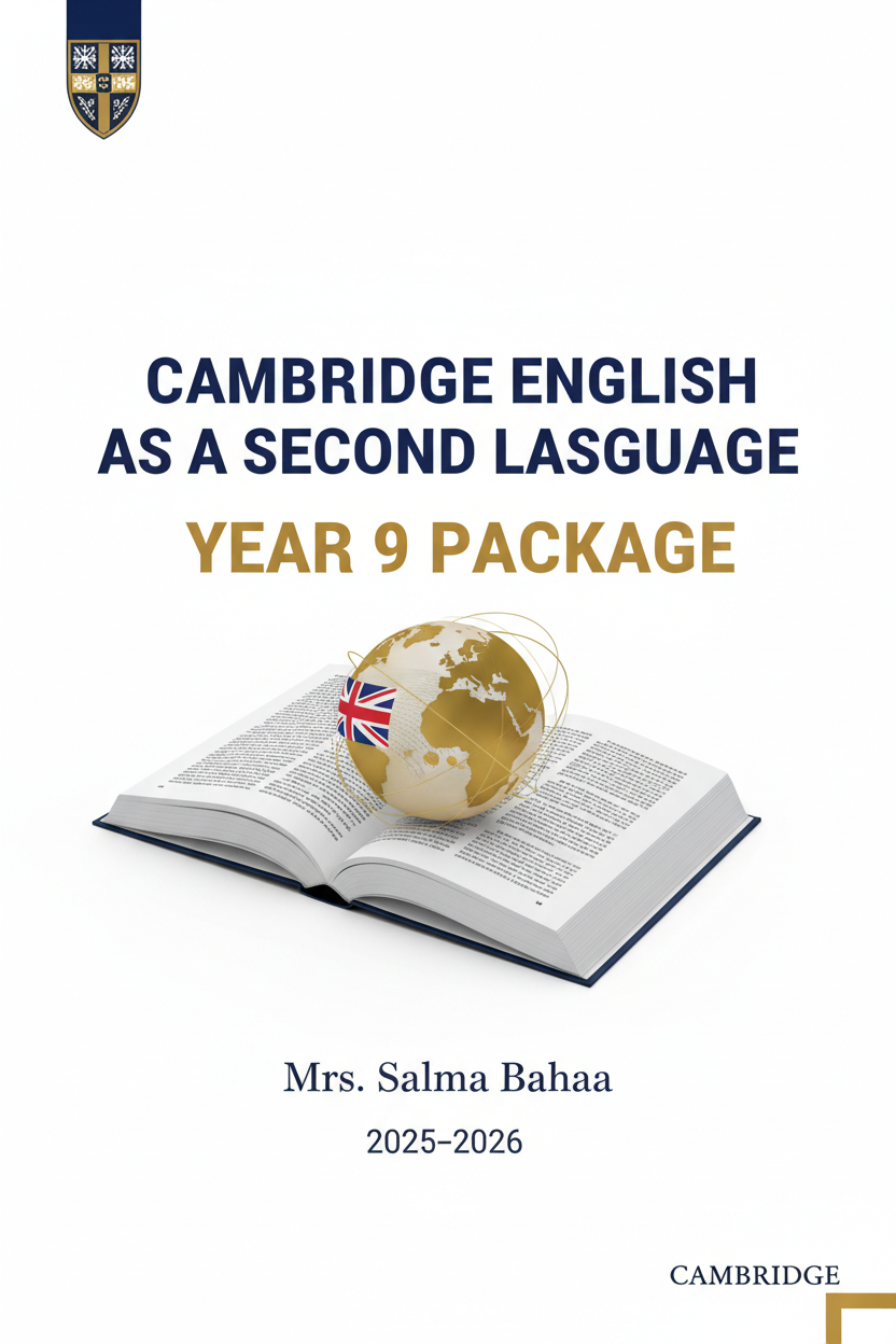 Year 9 Cambridge English as a second language Package Mrs Salma Bahaa 2026-2026