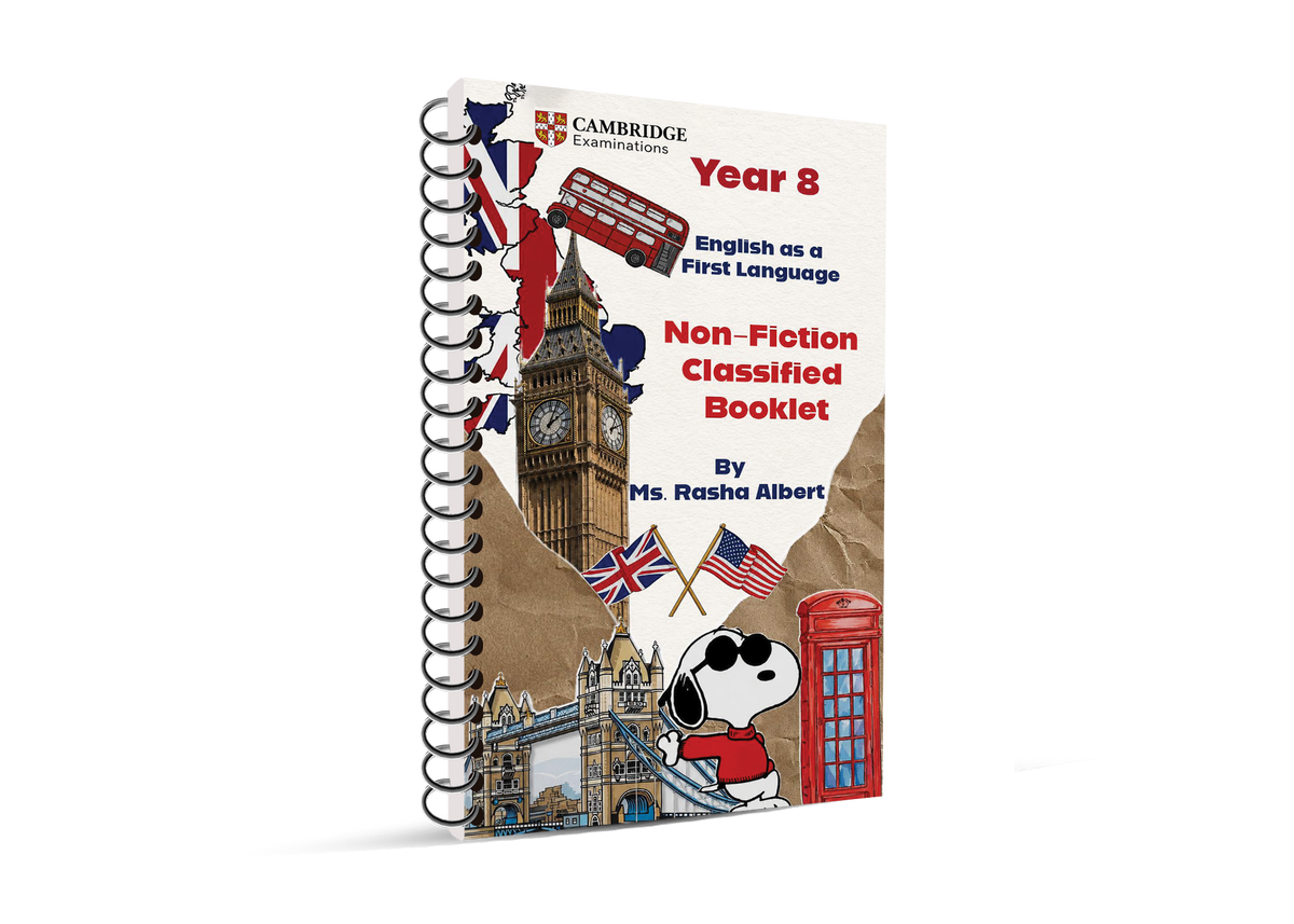 Cambridge Year 8 English (0861) - Package (Notes ,Classified) Ms. Rasha Alpert Edition 2026-2027
