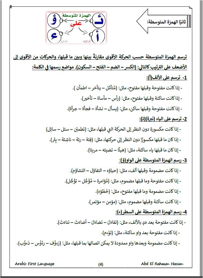 ملاحظات دراسية مع ورقة سابقة لمادة اللغة العربية كلغة أولى (4AA1) من Edexcel OL عبد الرحمن حسن