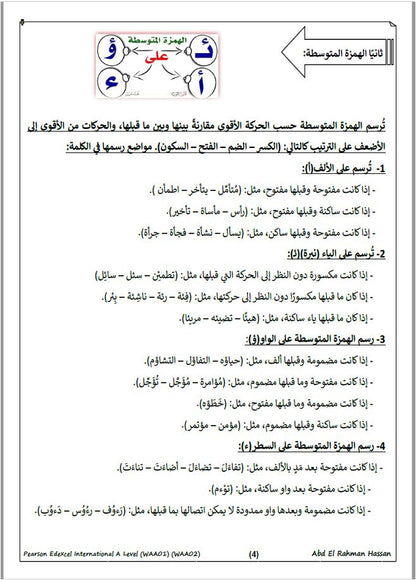 Edexcel A.L Arabic (WAA01) العراب) Study Notes With Past Paper Abd elrahmam hassan