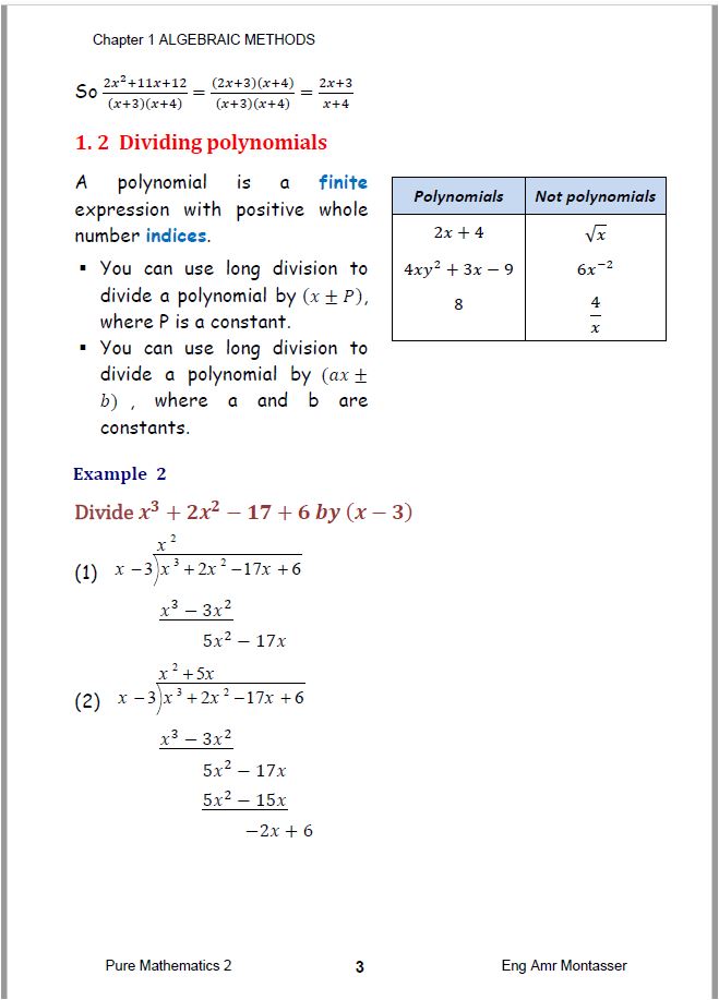 Edexcel A.S Maths (WMA11-WMA12) Pure 1,2 Notes,Classified Amr Montasser