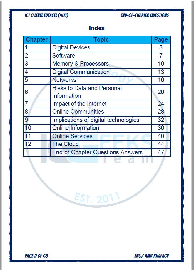 مذكرات OL EDEXCEL ICT، مصنفة، أوراق سابقة، حزمة عمرو خفاجا