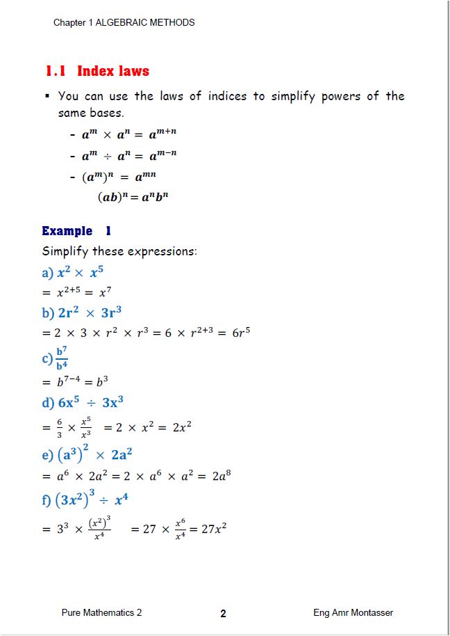 Edexcel A.S Maths (WMA11-WMA12) Pure 1,2 Notes,Classified Amr Montasser