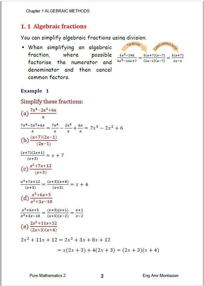 Edexcel A.S Maths (WMA11-WMA12) Pure 1,2 Notes,Classified Amr Montasser