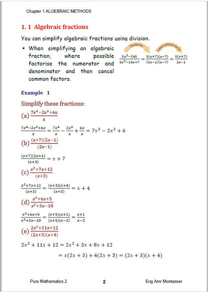 Edexcel A.S Maths (WMA11-WMA12) Pure 1,2 Notes,Classified Amr Montasser
