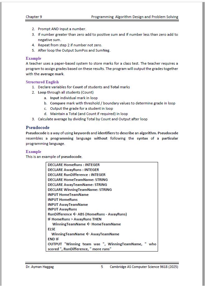 Cambridge A.S  Computer Science (9618) Notes Theory, Programming  Ayman Haggag
