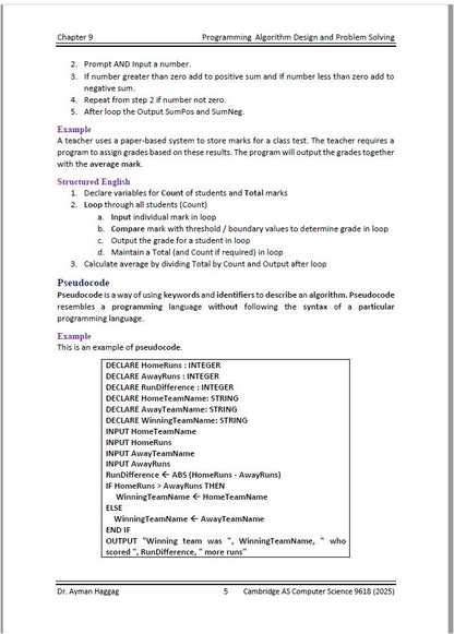 Cambridge A.S  Computer Science (9618) Notes Theory, Programming  Ayman Haggag