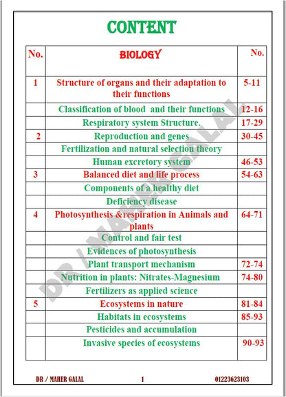 Cambridge Checkpoint 2 Year 8 Science (0893) Revision Work sheets Maher Galal