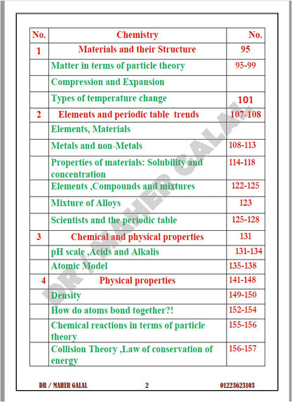 Cambridge Checkpoint 2 Year 7 Science (0893) Revision Work sheets Maher Galal