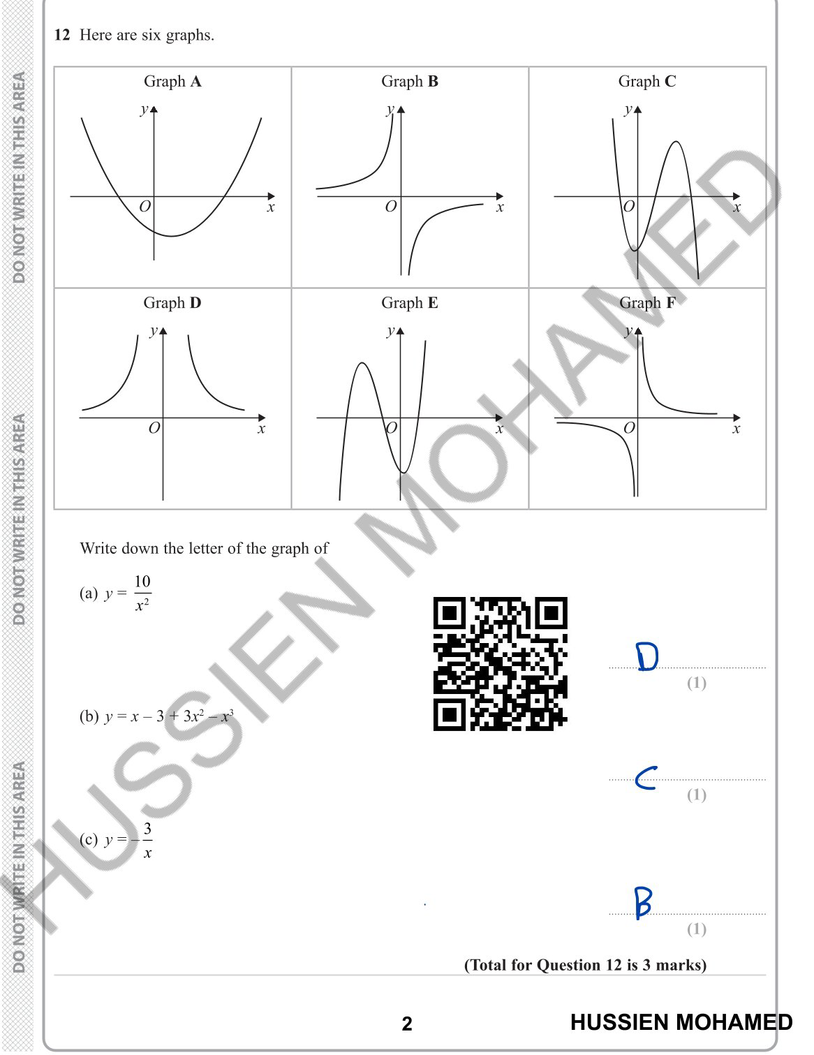 Edexcel O.L Maths A (4MA1/1H,2H) Classified With Mark Scheme (QR videos Answers) Eng. Hussien Mohamed