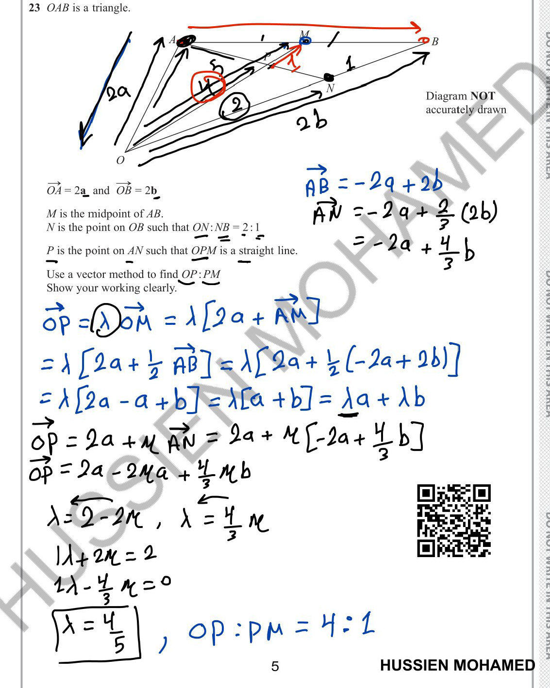 Edexcel O.L Maths A (4MA1/1H,2H) Classified With Mark Scheme (QR videos Answers) Eng. Hussien Mohamed
