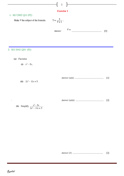 Cambridge General Math , Practice Book -  Notes - Dr. Rashid Jebreel ( 2025 )