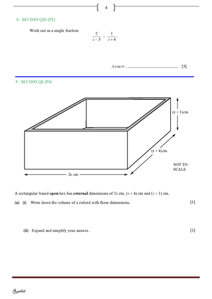 Cambridge General Math , Practice Book -  Notes - Dr. Rashid Jebreel ( 2025 )