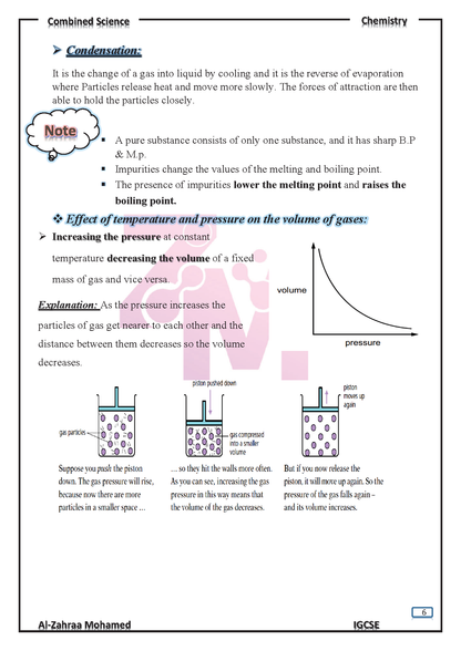Cambridge O.L Combined Science CHEMISTRY  (0653) Study Notes Dr. Al-Zahraa Mohamed 2026