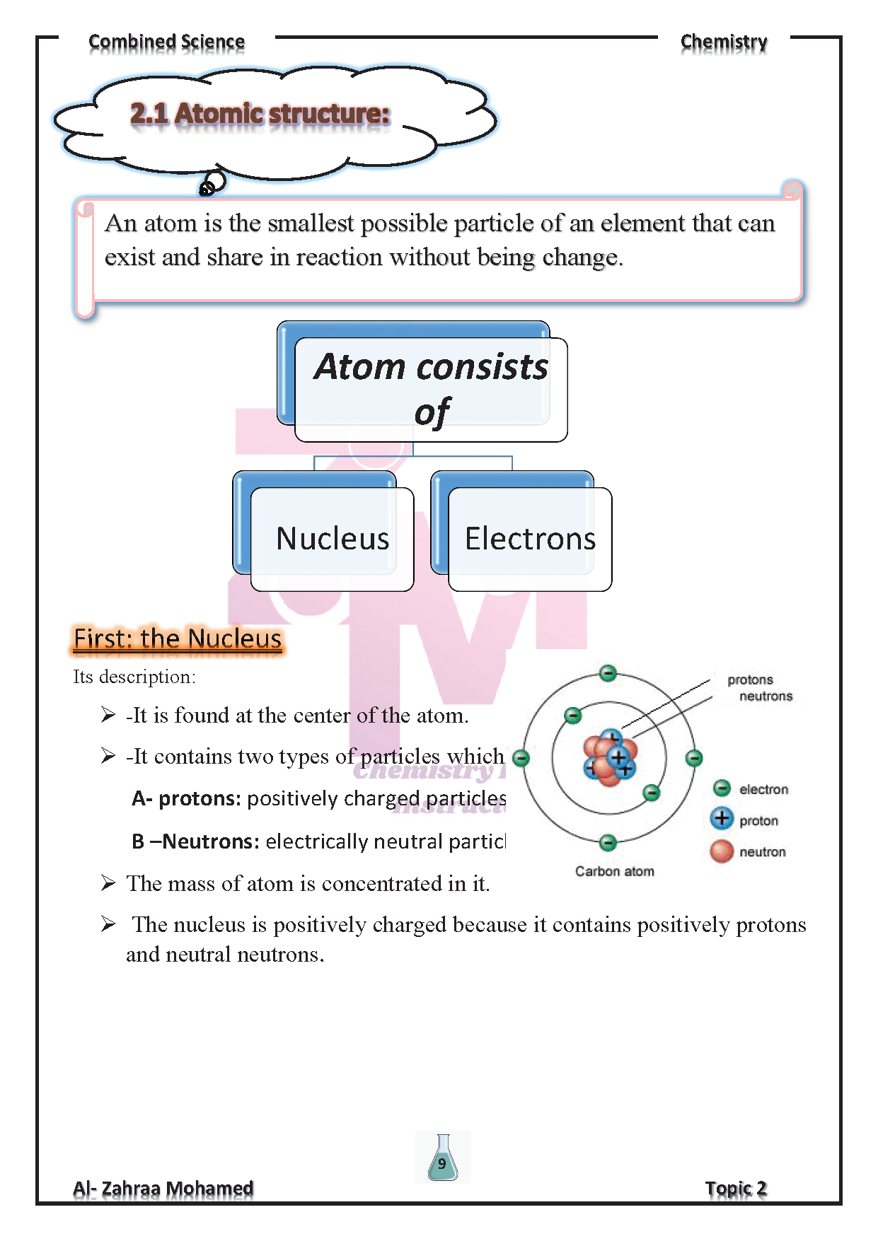 Cambridge O.L Combined Science CHEMISTRY  (0653) Study Notes Dr. Al-Zahraa Mohamed 2026