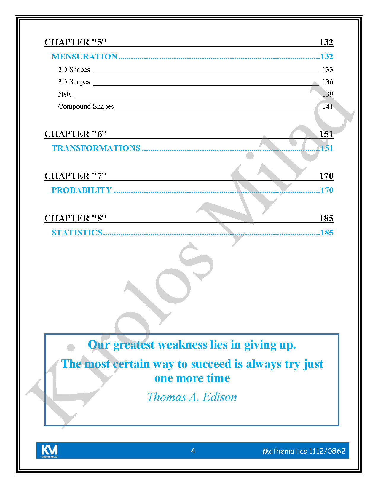 Cambridge Checkpoint 2  Maths Year 8 (1112-0862) Notes - Kirolos milad ( 2026 )