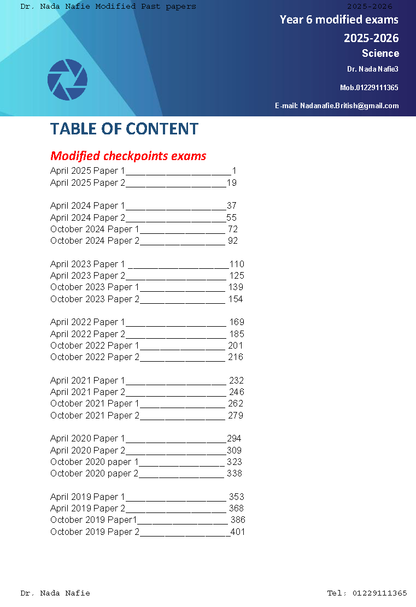 Cambridge PriMARY Year 6 Science Modified Exams 2025-2026 - Dr. Nada Nafie3