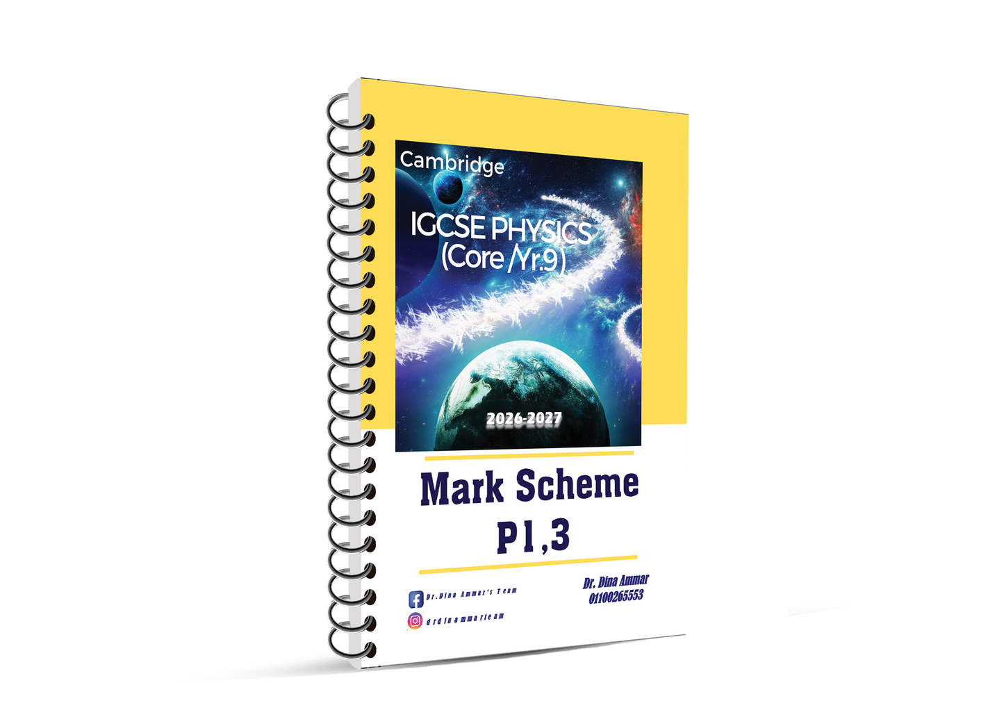 Cambridge Pre-IG Physics (0625/0972) Paper 1,3,6 Classifiedwith Mark Scheme Dr. Dina Ammar Edition 2026-2027