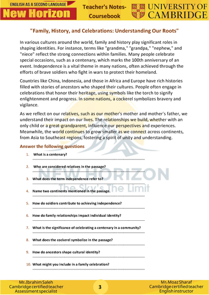 New Horizon Cambridge Primary (Y8) English as a Second Language (0876) Package (Notes-Classified-Past Papers)