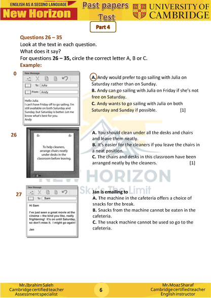 New Horizon Cambridge Primary (Y8) English as a Second Language (0876) Package (Notes-Classified-Past Papers)