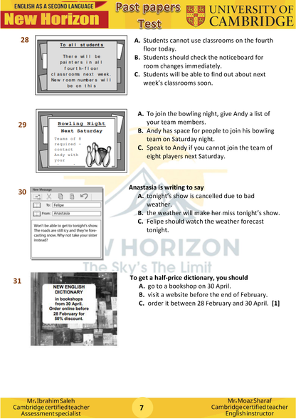 New Horizon Cambridge Primary (Y8) English as a Second Language (0876) Package (Notes-Classified-Past Papers)