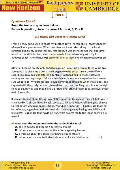 New Horizon Cambridge Primary (Y8) English as a Second Language (0876) Package (Notes-Classified-Past Papers)