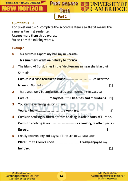 New Horizon Cambridge Primary (Y8) English as a Second Language (0876) Package (Notes-Classified-Past Papers)