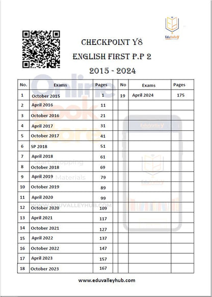 نقطة تفتيش كامبريدج 2 السنة 8 اللغة الإنجليزية (0861) PP P1&amp;2 من 2015 إلى 2024