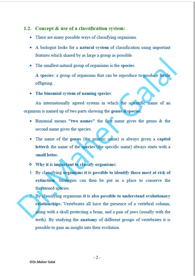 Cambridge Pre-IG Biology (0610/0970) Notes Maher Galal