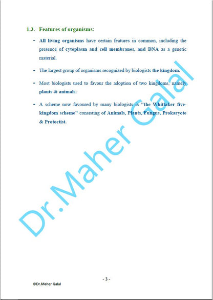 Cambridge Pre-IG Biology (0610/0970) Notes Maher Galal