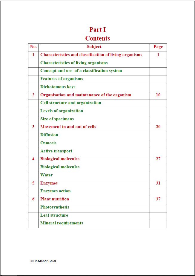Cambridge Pre-IG Biology (0610/0970) Notes Maher Galal