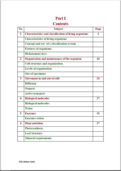 Cambridge Pre-IG Biology (0610/0970) Notes Maher Galal