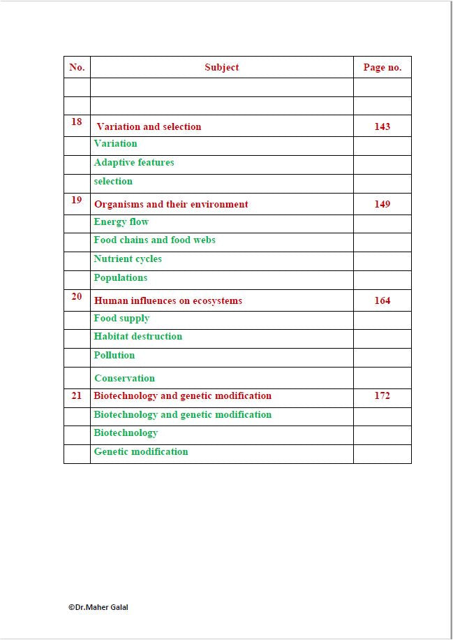 Cambridge Pre-IG Biology (0610/0970) Notes Maher Galal