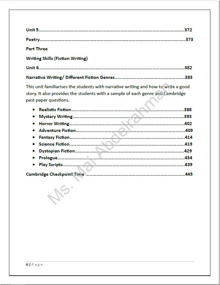 Cambridge Checkpoint Year 8  English (0861) - Classified With MS Mai Abdelrahman