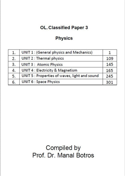 Cambridge Pre-IG Physics (0625/0972) Notes, Classified with Mark Scheme Manal Botros