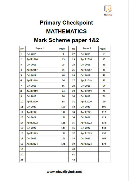 Cambridge Primary (Y6) Maths (0096) P 1&2 Mark Scheme From 2015-2025